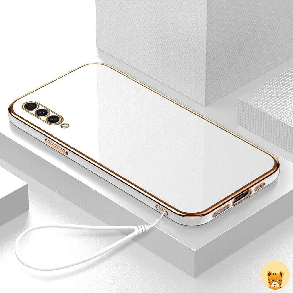 Ốp Điện Thoại Mềm Mạ Viền Họa Tiết Sang Trọng Kèm Dây Đeo Cho Samsung A50 A50S A30S