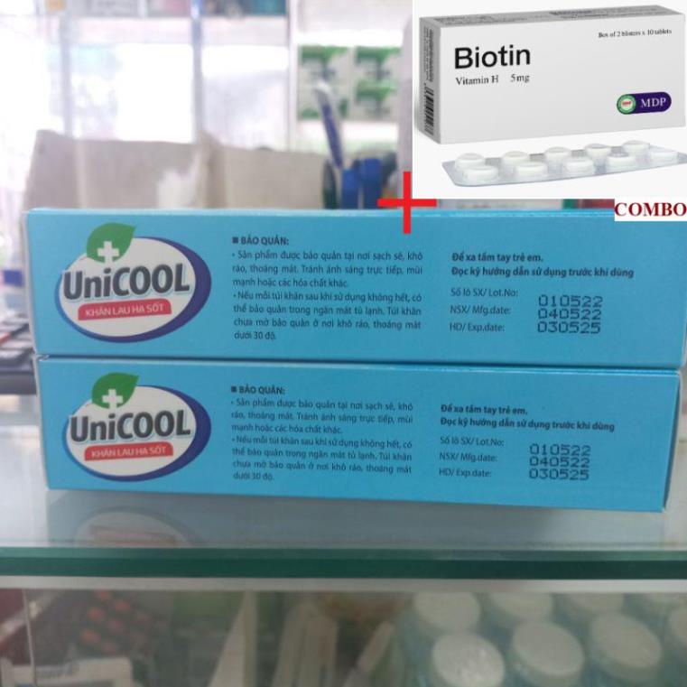 Combo Biotin 5mg+ Khăn Lau Hạ Sốt làm sạch da Từ Thảo Dược, An Toàn Cho Bé