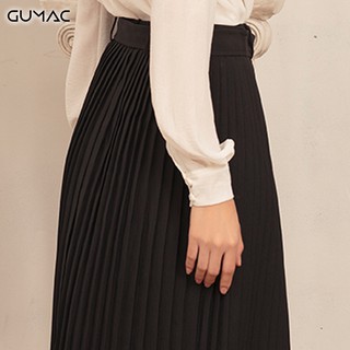 Chân váy khoen dập ly GUMAC VA466_DEN
