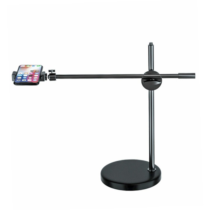Giá đỡ điện thoại/ máy tính bảng TS90, phụ kiện hỗ trợ quay video từ trên xuống - kèm đèn