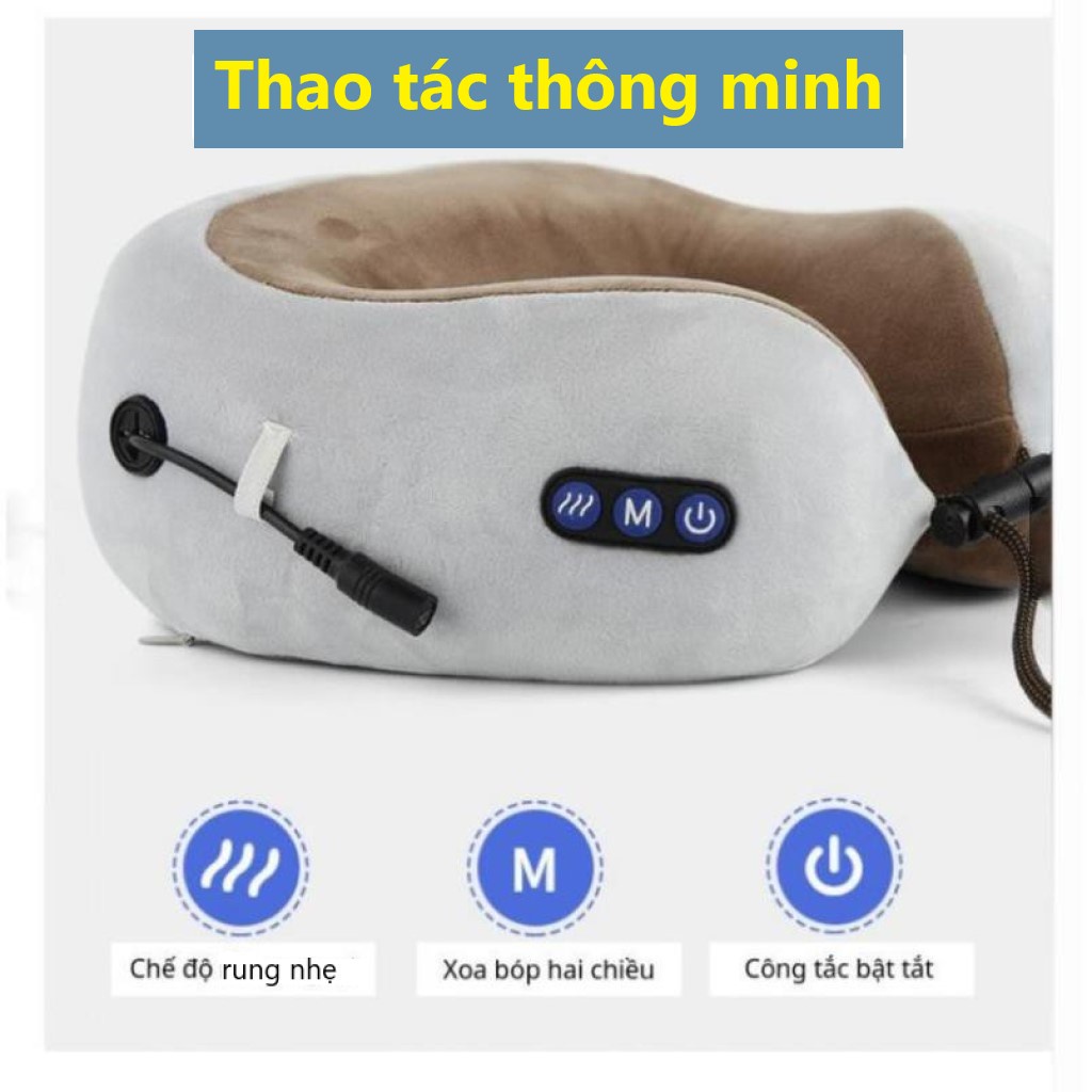 Máy Massage Cổ Vai Gáy Tích Điện Hồng Ngoại Cao Cấp, Gối Massage Cổ Vai Gáy Tích Điện Hồng Ngoại Cao Cấp