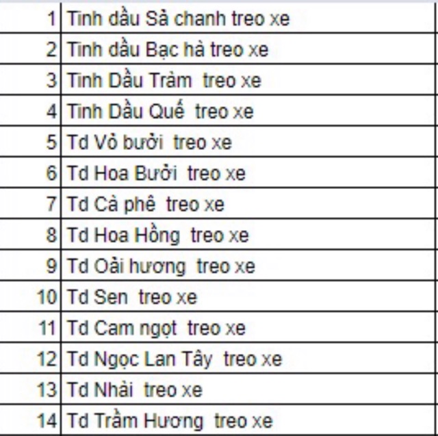 Combo 10 Tinh Dầu Treo Xe Mộc Nhiên Nguyên Chất tự chọn mùi