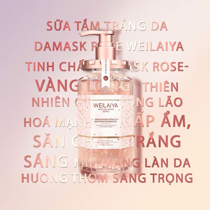 [Hàng Auth] Sữa tắm trắng da Weilaiya toàn thân lưu hương lâu tẩy tế bào chết dưỡng ẩm cánh hoa LinhTr Cosmetics