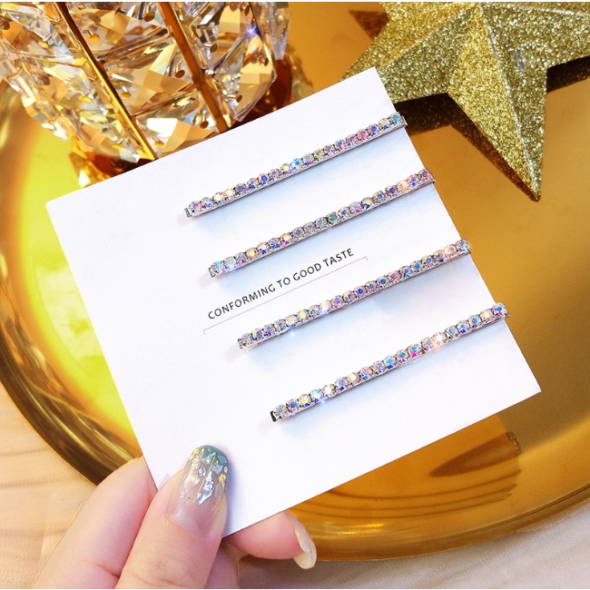 Set 4 Kẹp Tóc Đính Đá Lấp Lánh màu bạc