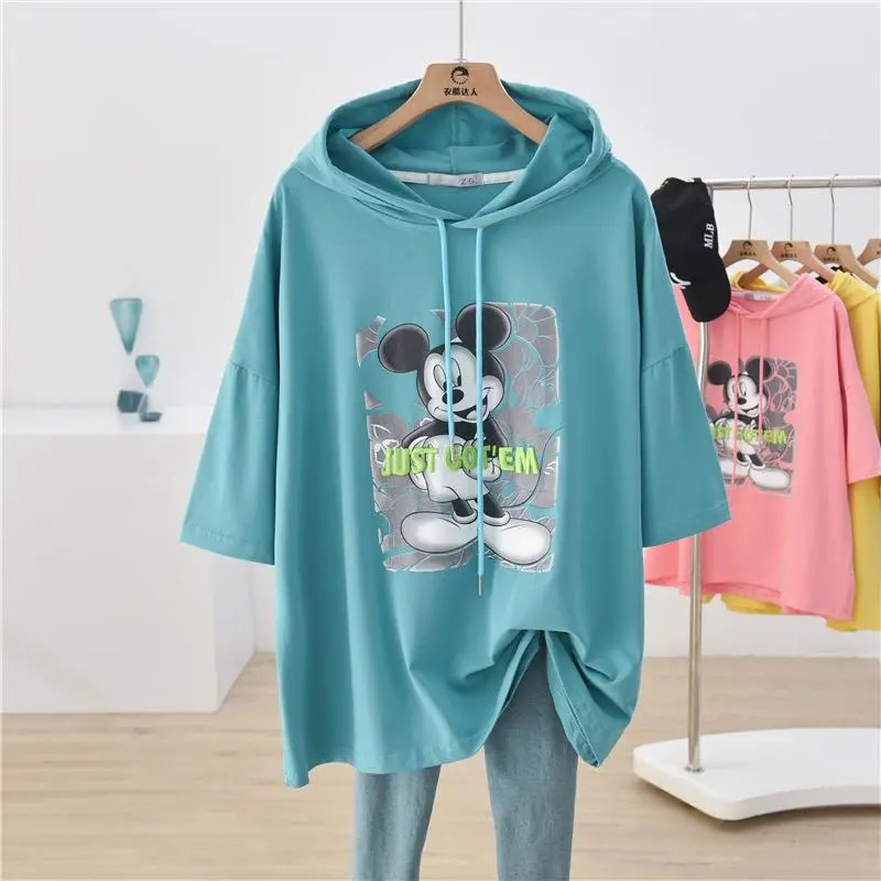Áo Thun Tay Ngắn Có Mũ Trùm Plus Size C9075Kg 50-150KG