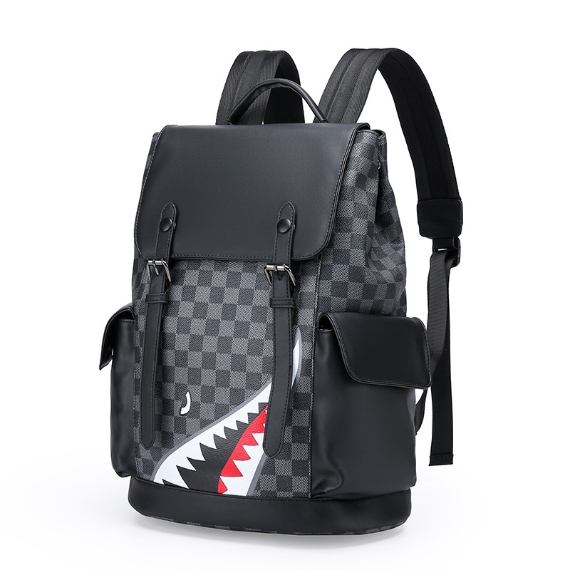 Balo Caro Black phong cách Bape cá mập, Bape Backpack, Chất liệu da chống nước DuSo.LuxuryStreetWear