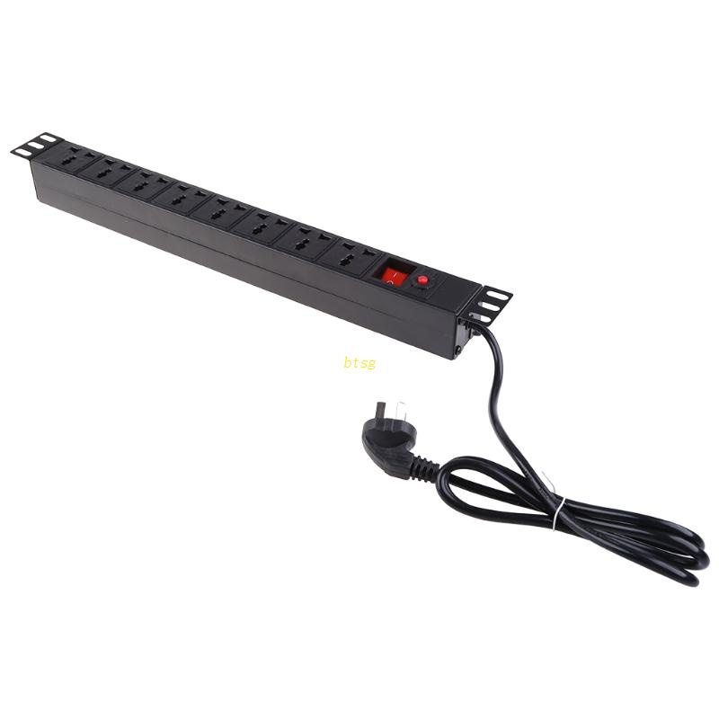 Dây Nguồn 1U PDU 8 Ổ Cắm 250V 10A Có Công Tắc Nguồn