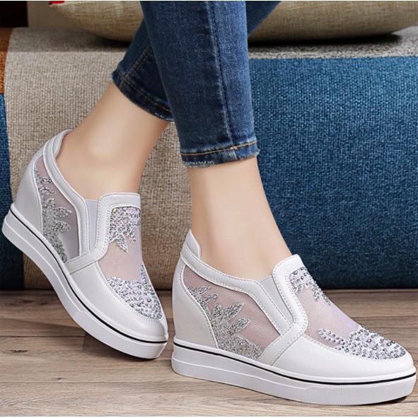 G1208 - Giày lười độn gót nữ cao 6cm hàng nhập