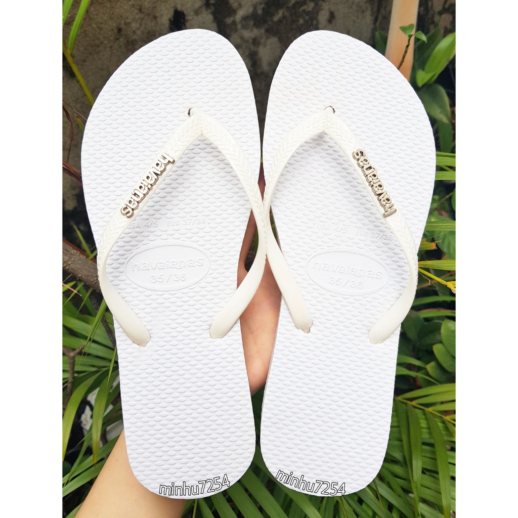 [CÓ SẴN_HÀNG THÁI_ KO CHARM] DÉP HAVAIANAS NỮ CHỮ KIM LOẠI