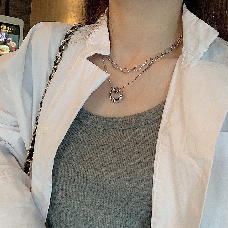 Vòng cổ sợi dây đôi chất liệu kim loại B902