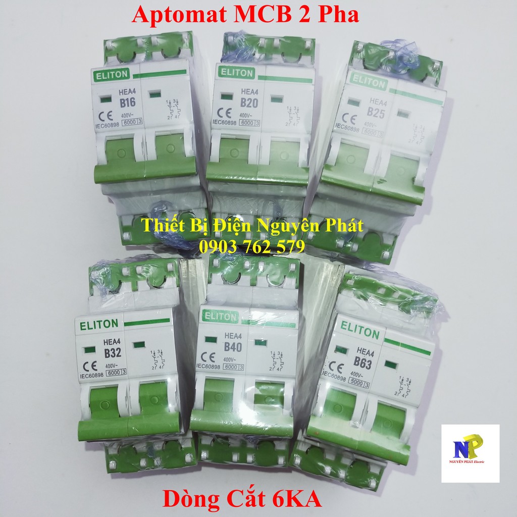 [ELITON] Aptomat Cầu Dao Tự Động MCB 2 Pha Dòng Cắt 6KA