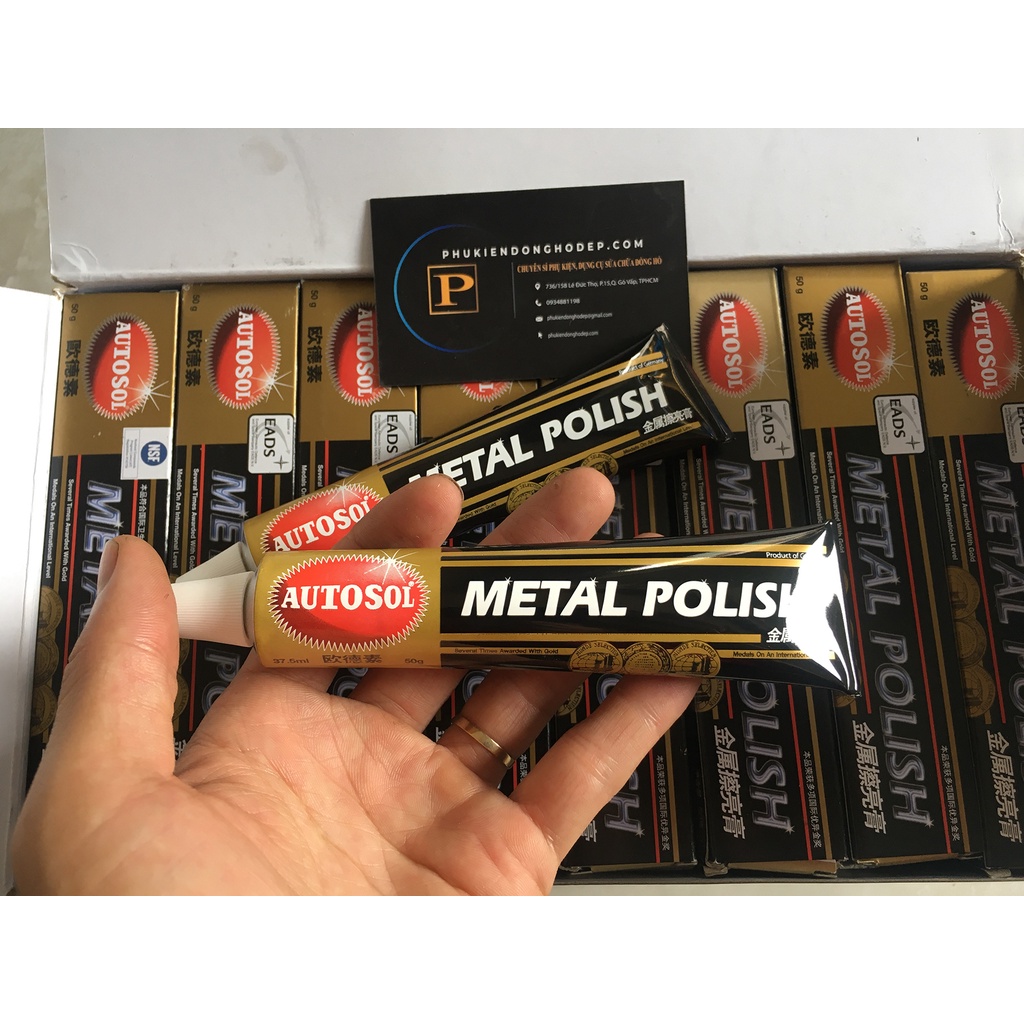 Autosol Metal Polish 50g Kem đánh bóng làm mới kim loại, dây đồng hồ, inox, nhôm