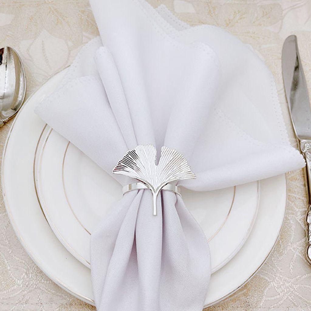 Kẹp Giữ Khăn Ăn Hình Lá Ginkgo Bằng Hợp Kim Có Thể Tái Sử Dụng Giá Đỡ