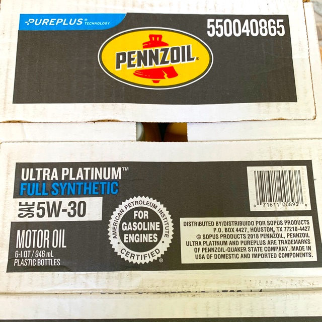 Nhớt Xe Tay Ga Cao Cấp Pennzoil Ultra Platinum 5W-30 Full Synthetic API SN Plus 946ML Made in USA