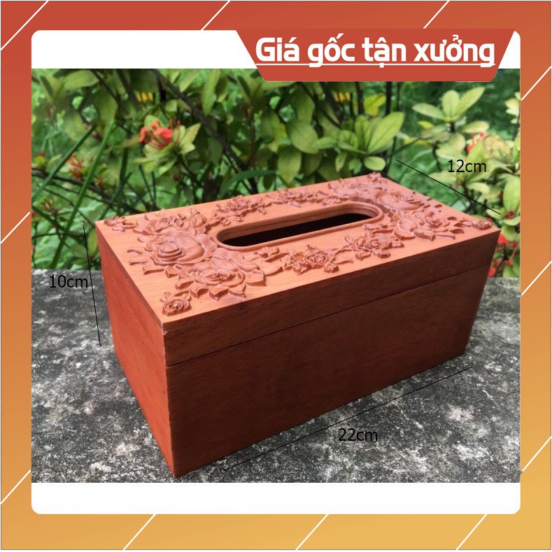 Hộp Đựng Giấy Ăn Gỗ Hương Điêu Khắc