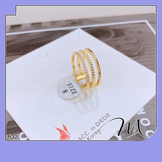 Nhẫn nữ Titan 3 vòng đính đá cách điệu - Măng’s House N32