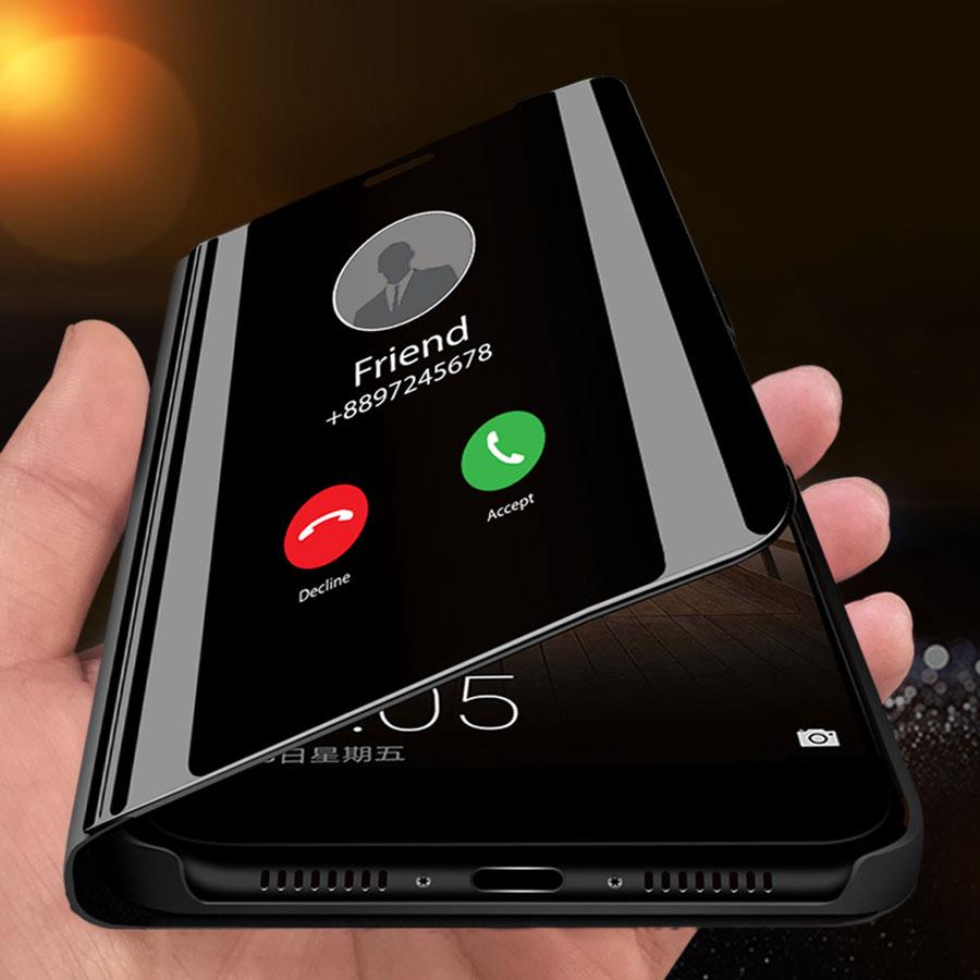 Ốp điện thoại nắp lật mặt gương có cửa sổ thông minh cho Samsung Galaxy A8S A6 A9 Star A8 Plus 2018 2019
