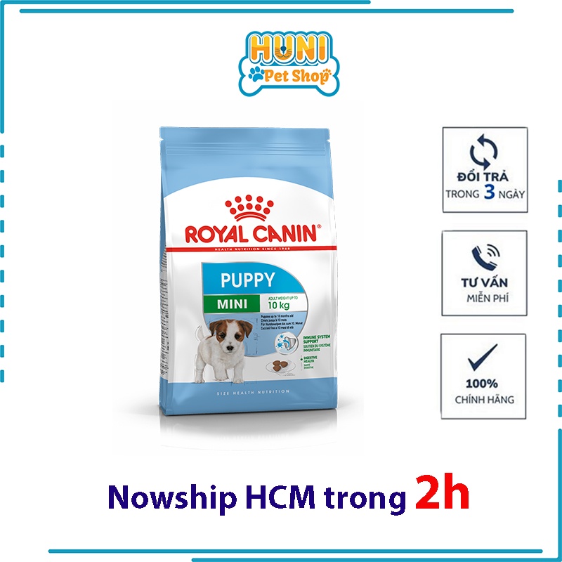 Thức ăn cho chó con hạt Royal Canine Mini Puppy - túi 800g, 2kg Huni Petshop