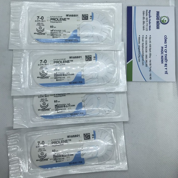 Chỉ khâu phẫu thuật Prolene 7/0 2 kim[Giá 1 sợi]