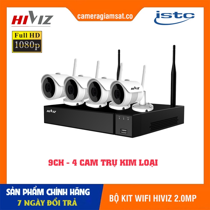 Trọn Bộ 4 camera thân trụ kim loại chống nước không dây HIVIZ 2.0MPX,  ĐỦ PHỤ KIỆN LẮP ĐẶT - HÀNG CHÍNH HÃNG | BigBuy360 - bigbuy360.vn