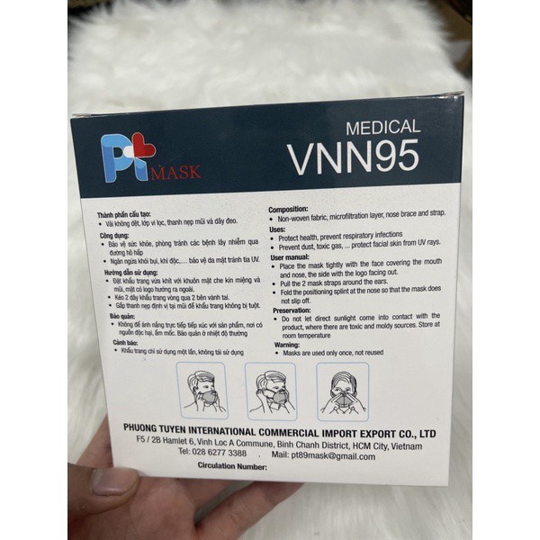 ✅ Khẩu Trang 3D- PT Mask VNN95 (Không Van) -VT0694
