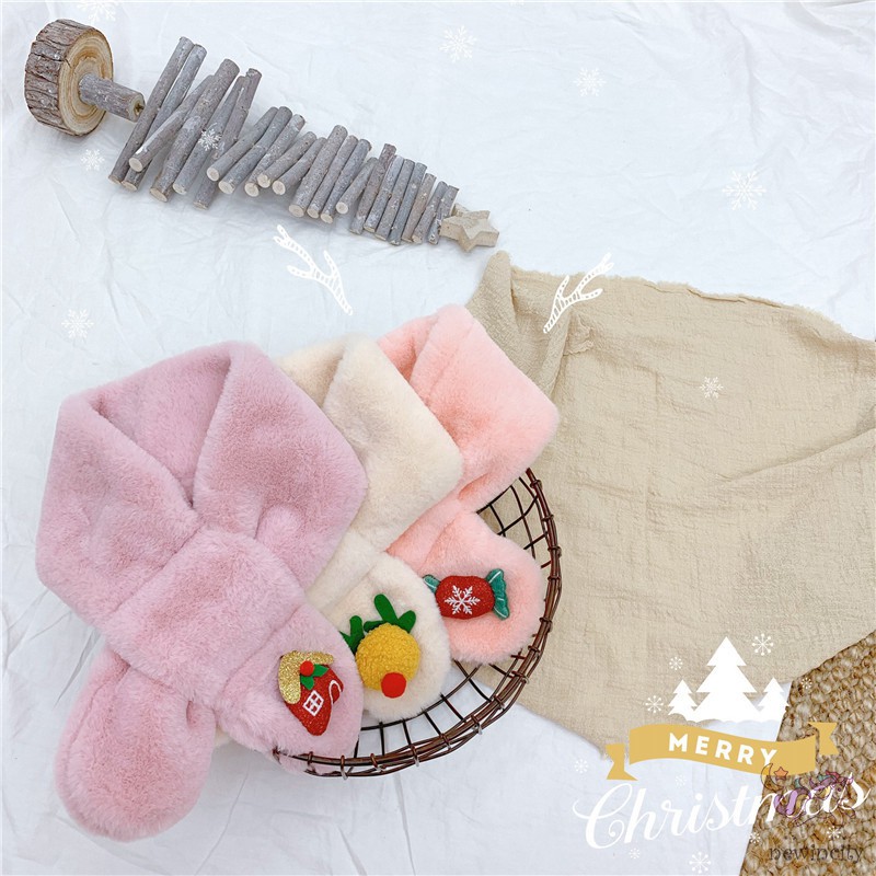 Khăn Quàng Cổ Bằng Nhung Lông Thiết Kế Hình Hoạt Hình Dễ Thương Phong Cách Hàn Quốc Dành Cho Trẻ Nhỏ