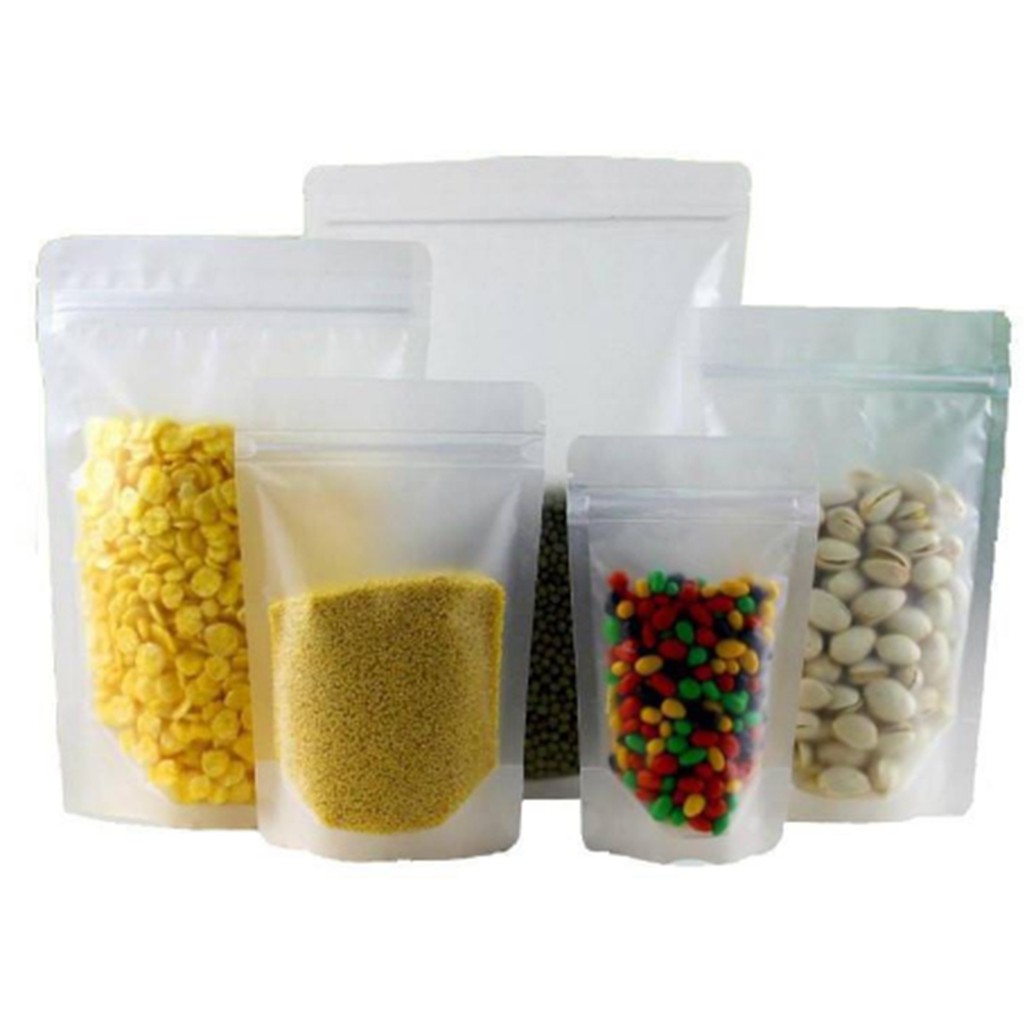 - 100g Túi Zip Đáy Đứng 1 Mặt Trong 1 Mặt Bạc Đủ Size