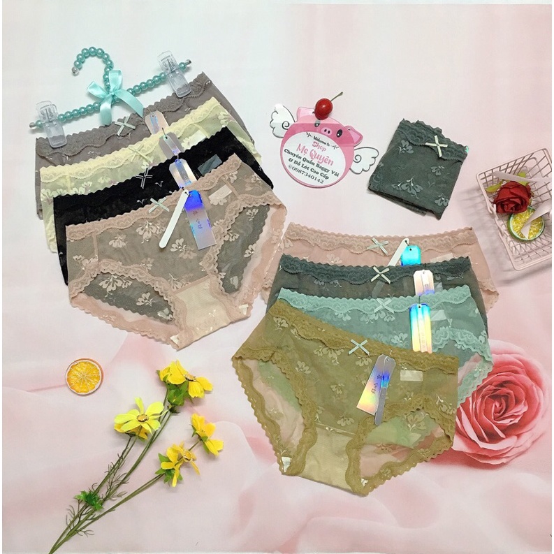 Quần lót ren lưới phối hoa nhí xuyên thấu- cạp bèo cực xinh