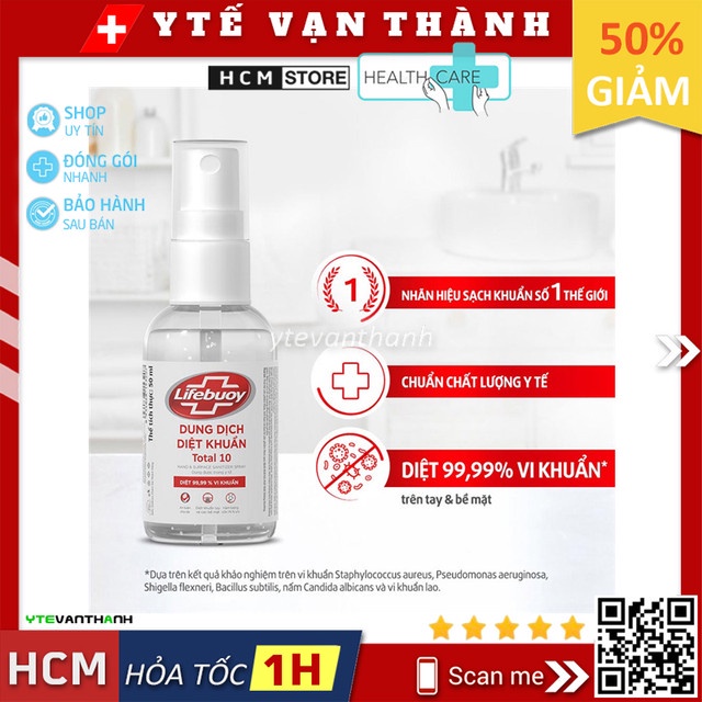 Nước Rửa Tay Khô Lifebuoy (Chai xịt) | Bảo Vệ Vượt Trội 10, Sát Khuẩn Lifebouy Lifeboy -VT0671
