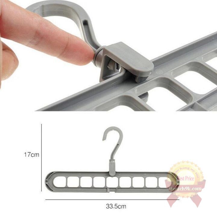 Móc treo quần áo đa năng 9 lỗ - thanh treo cà vạt tất đồ sơ sinh