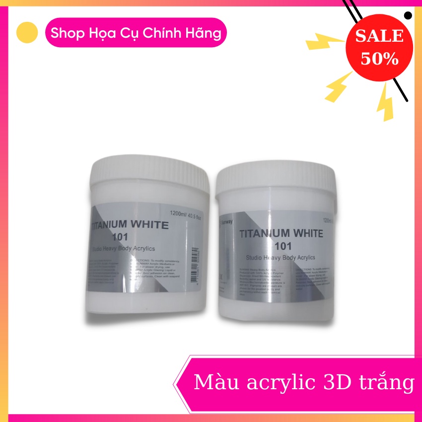 Màu Acrylic 3D Trắng 1200ml⚡ HÀNG CHÍNH HÃNG ⚡ màu Acrylic có thể dùng làm vẽ tranh tường, vải, áo chuyên dụng.