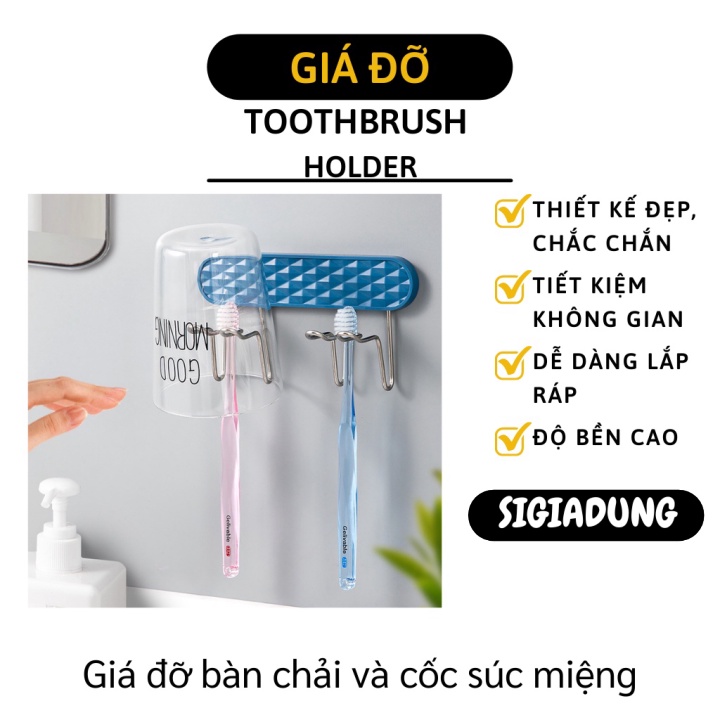 [SGD] Giá Treo Bàn Chải - Miếng Dán Treo Tường Đỡ Bàn Chải Đánh Răng Và Cốc Súc Miệng 9897