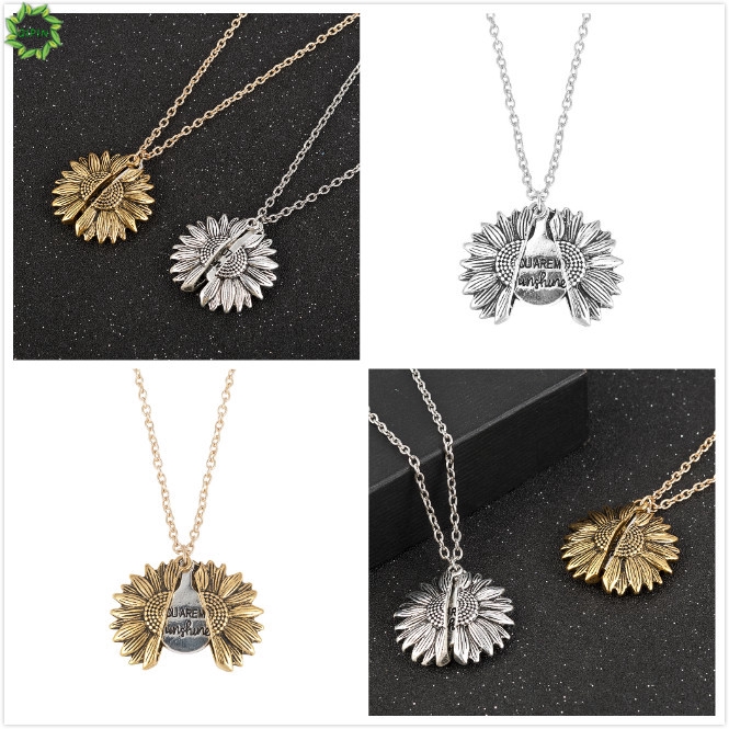 Dây chuyền hợp kim mặt hoa hướng dương khắc chữ You are My Sunshine
