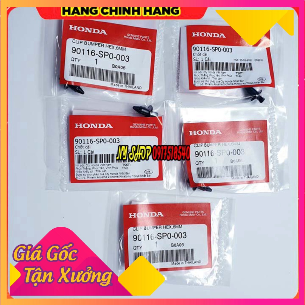 🥇 Combo Chốt Cài - Vít Nhựa Bấm 6mm Chính Hãng Honda Nhập Thái 🥇 (Ảnh Sp thật)