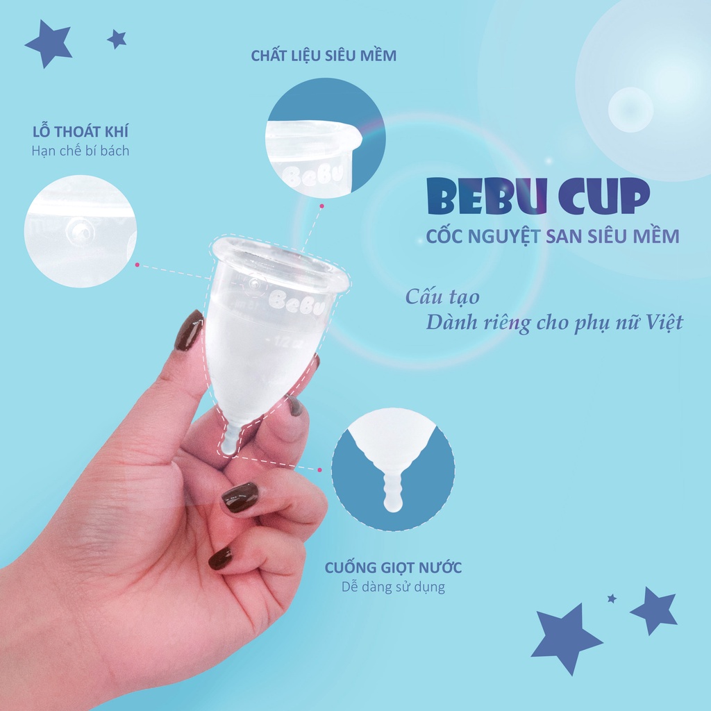 Cốc Nguyệt San BeBuCup Chính Hãng,100% Silicol Y Tế siêu mềm