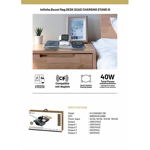 Đế Sạc Không Dây Mazer infinite Boost Mag DESK Quad 4-in-1 | BigBuy360 - bigbuy360.vn