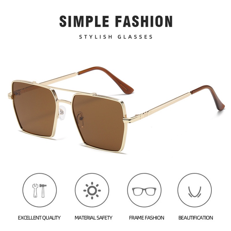 (JIUERBA) Kính Râm Gọng Vuông Kim Loại Thời Trang Hàn Quốc Mới