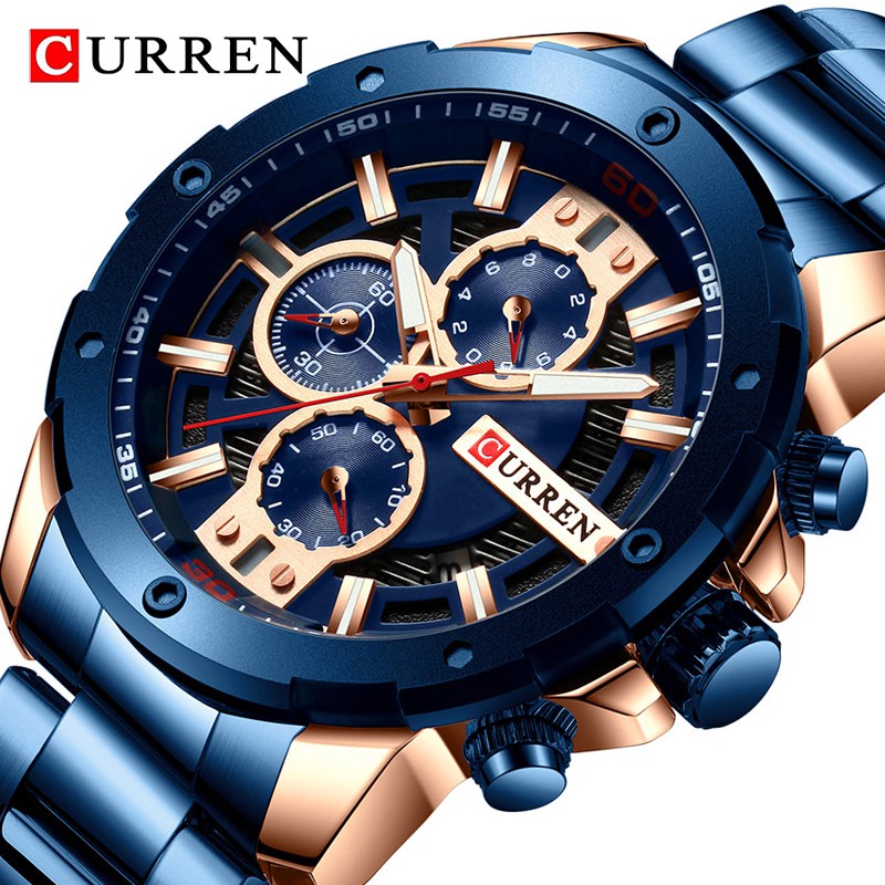 Đồng Hồ Quartz CURREN Chống Thấm Nước Chất Liệu Thép Không Gỉ 2022