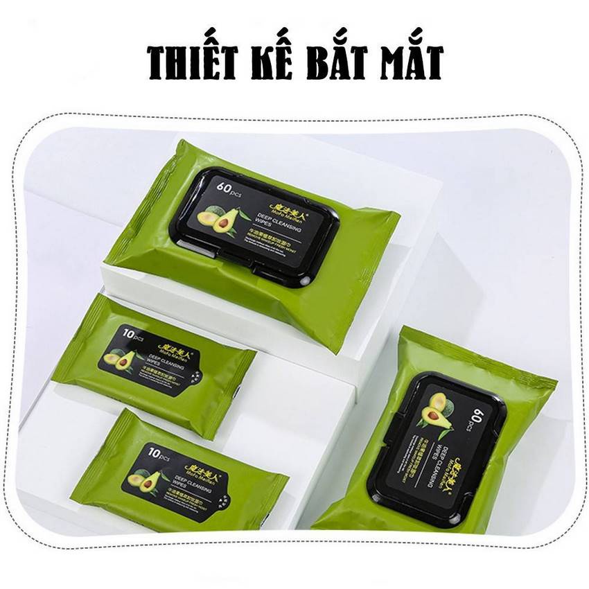 Khăn tẩy trang bơ nội địa trung khăn tẩy trang dịu nhẹ 1 gói 60 tờ GALA HOME