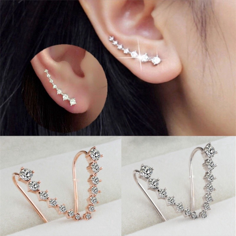 Bông tai đính đá mạ vàng phong cách Hàn Quốc thanh lịch dành cho nữ