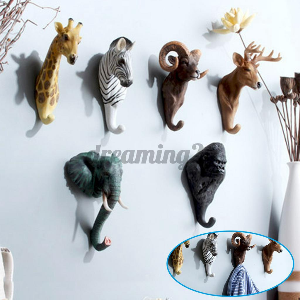 Móc treo đồ gắn tường hình đầu thú 3D sáng tạo