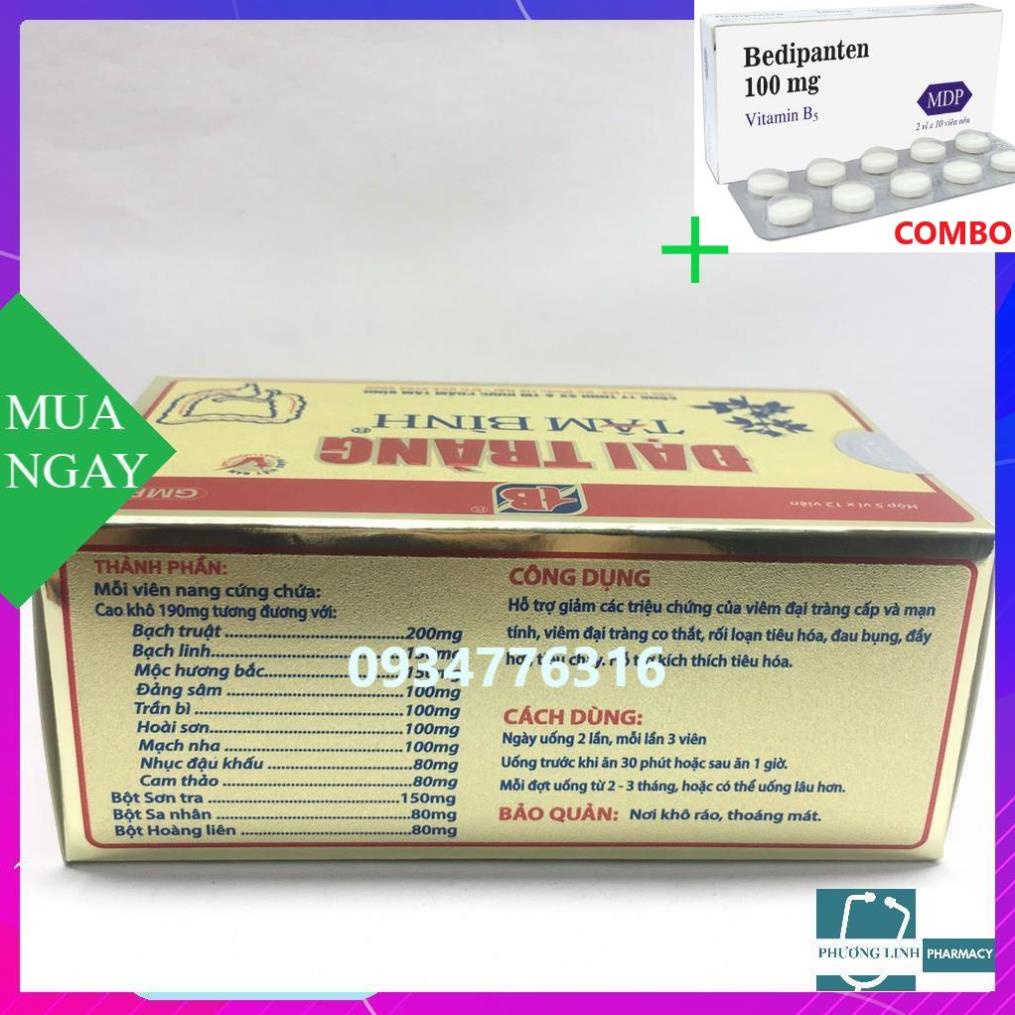Combo Bedipanten 100mg +  ĐẠI TRÀNG TÂM BÌNH hộp 5 vỉ x 12 viên