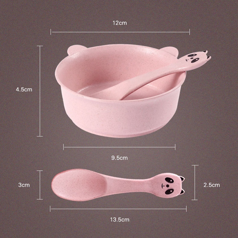 Set 2 món bát ăn kèm muỗng hình gấu trúc đáng yêu cho bé