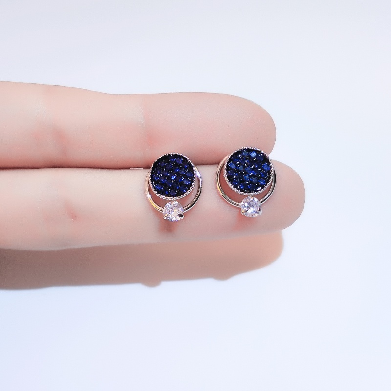Khuyên tai bạc JIUDUOLAN đính đá sapphire nhân tạo đơn giản dễ phối đồ thời trang cho nữ