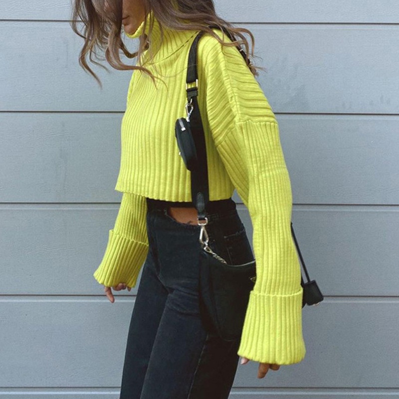 Áo Sweater Dệt Kim Tay Dài Màu Sắc Tươi Sáng Thời Trang Mùa Thu Cho Nữ
