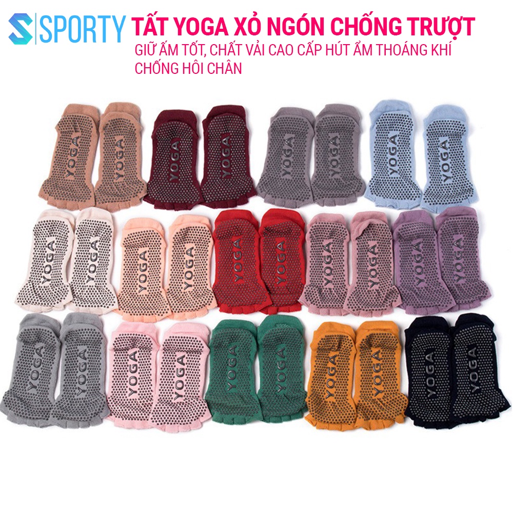 Tất chân hở ngón Yoga SPORTY Vớ chống trượt cao cấp tập thể dục chống trượt êm ái, tránh hôi chân, đảm bảo an toàn YGS6