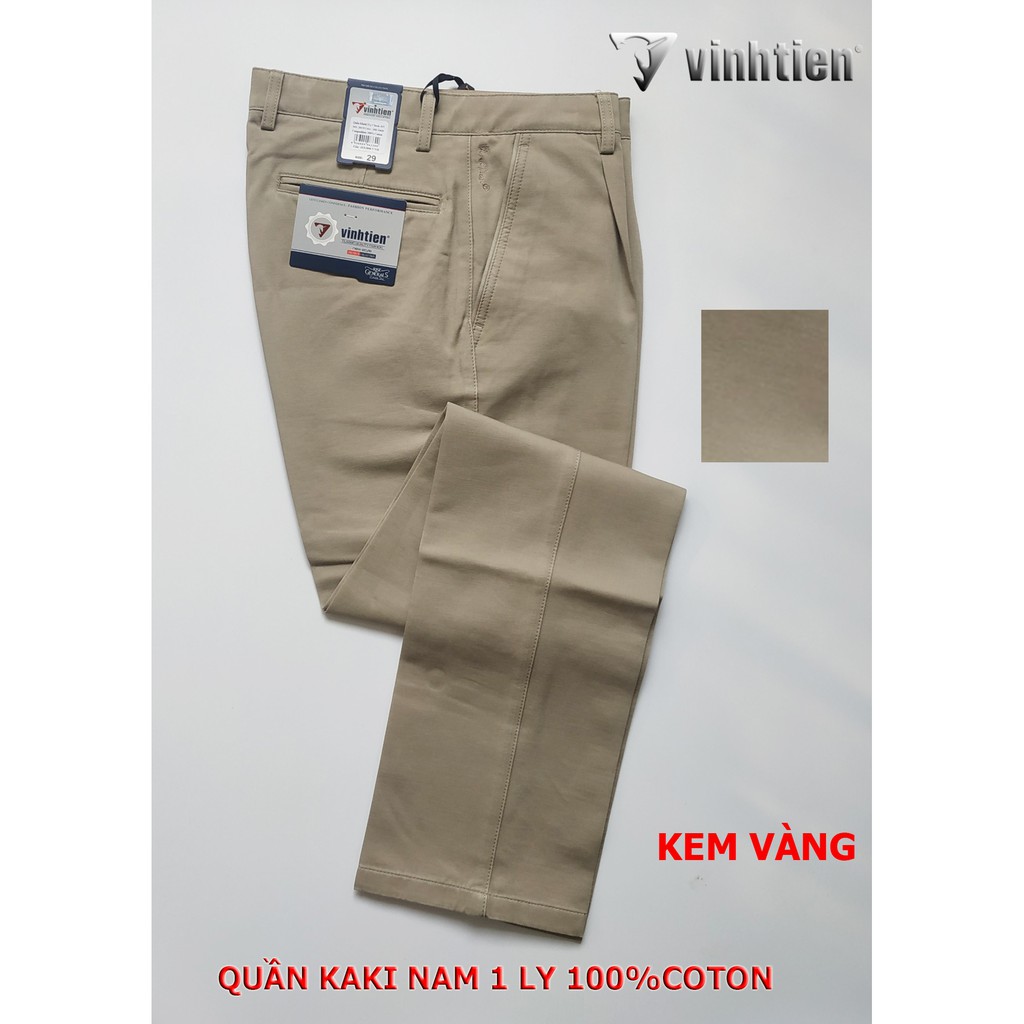 Quần kaki 1 Ly Trung Niên Vĩnh Tiến 100% Cotton Trơn