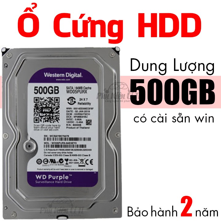 Ổ cứng máy tính 500GB WD  hổ trợ cài sẵn win bảo hành 2 năm