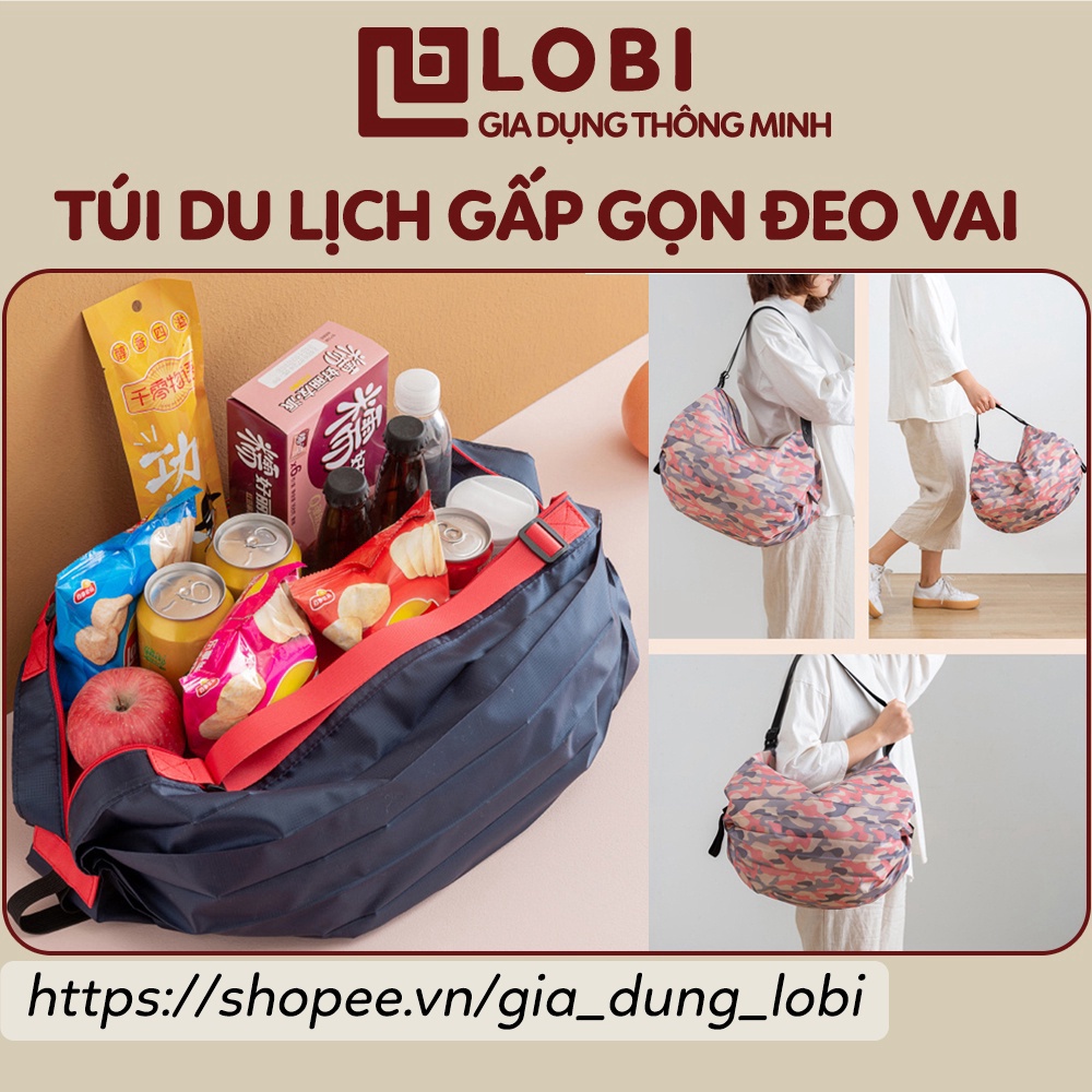 Túi du lịch gấp gọn túi xách mua sắm vải Oxford chống nước chống bụi dùng đa năng quai đeo tiện lợi