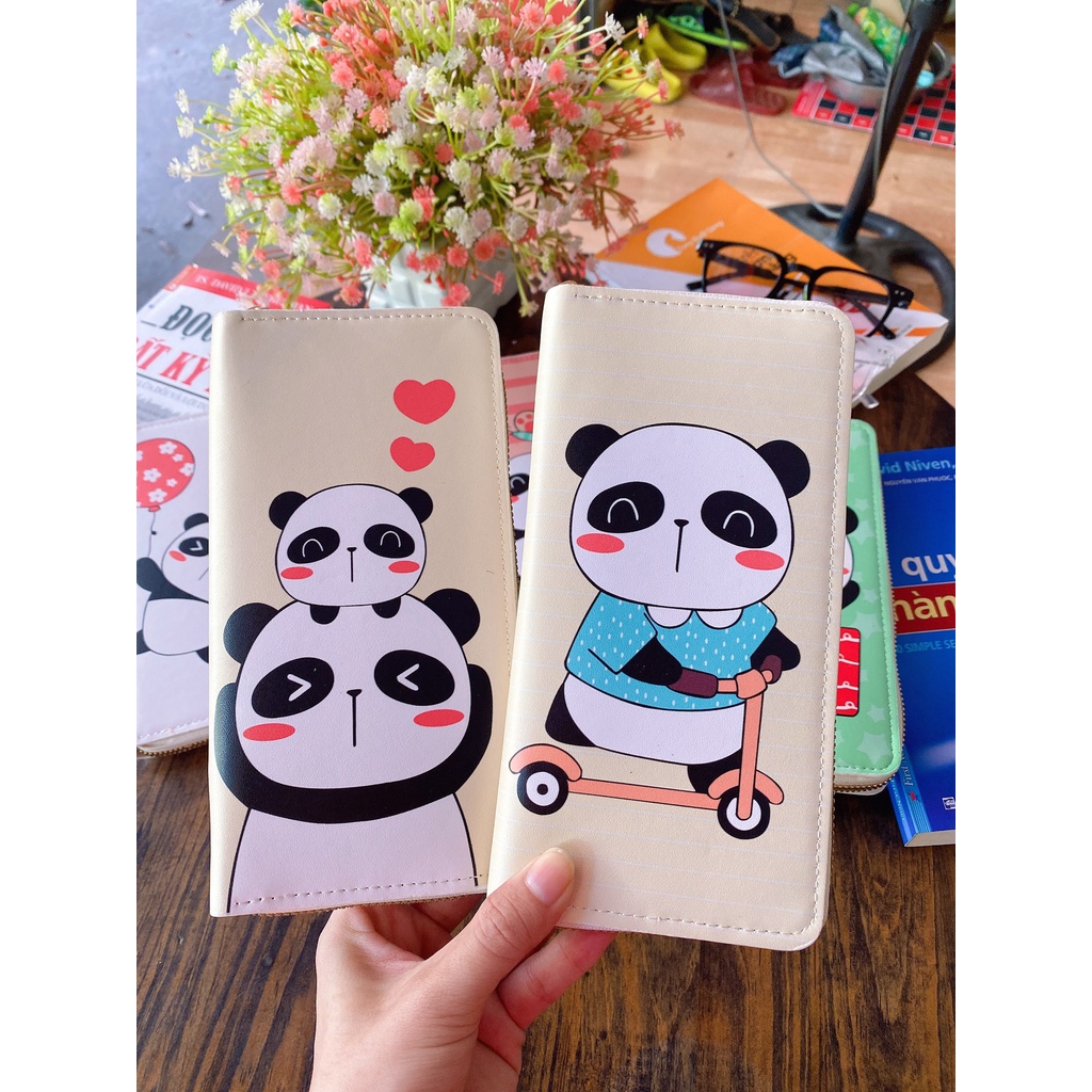 Ví Dài Cầm Tay Nữ Họa Tiết Gấu Siêu Dễ Thương Nhiều Ngăn
